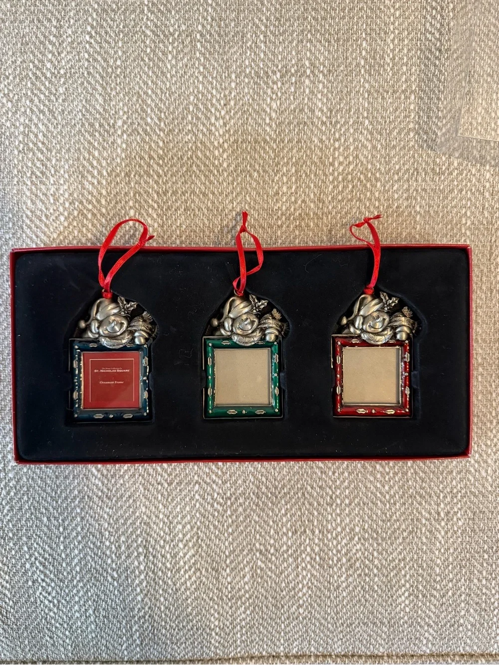 St. Nicholas Square Set Of 3 Square Snowman Photo Frames Christmas Ornaments